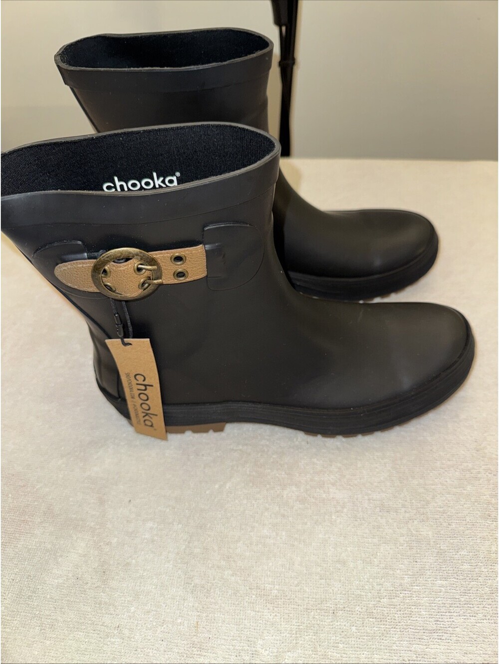 CHOOKA Women's Waterproof Solid Mid-Height Rain Boot in (Black, Size 10 )